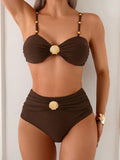 Sexy Solid-Color Strapless Tube Top Swimsuit For Women
