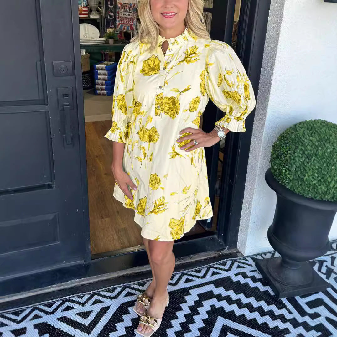 Womens Casual Dress With Bell Sleeves